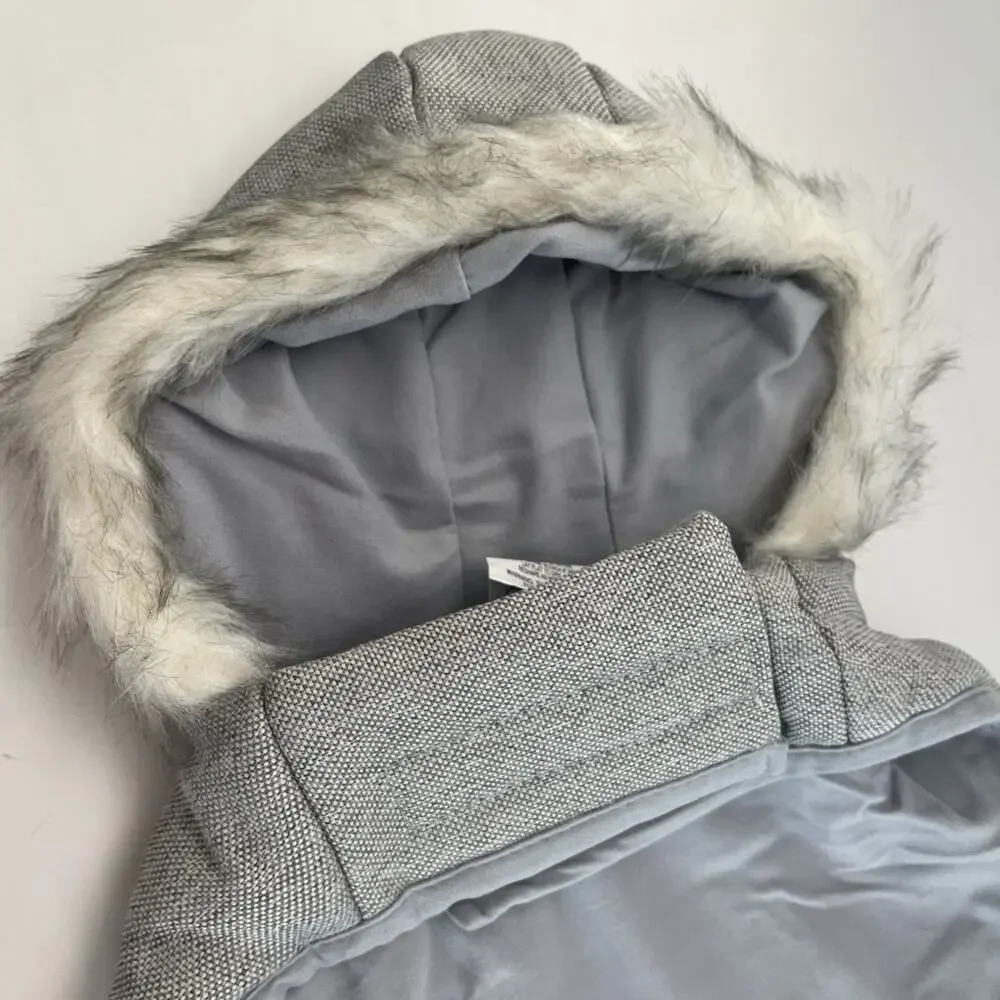 Boots & Barkley Hooded‎ Gray Vest Pet Apparel, Leg Hole Snaps Dog Puffer, Medium